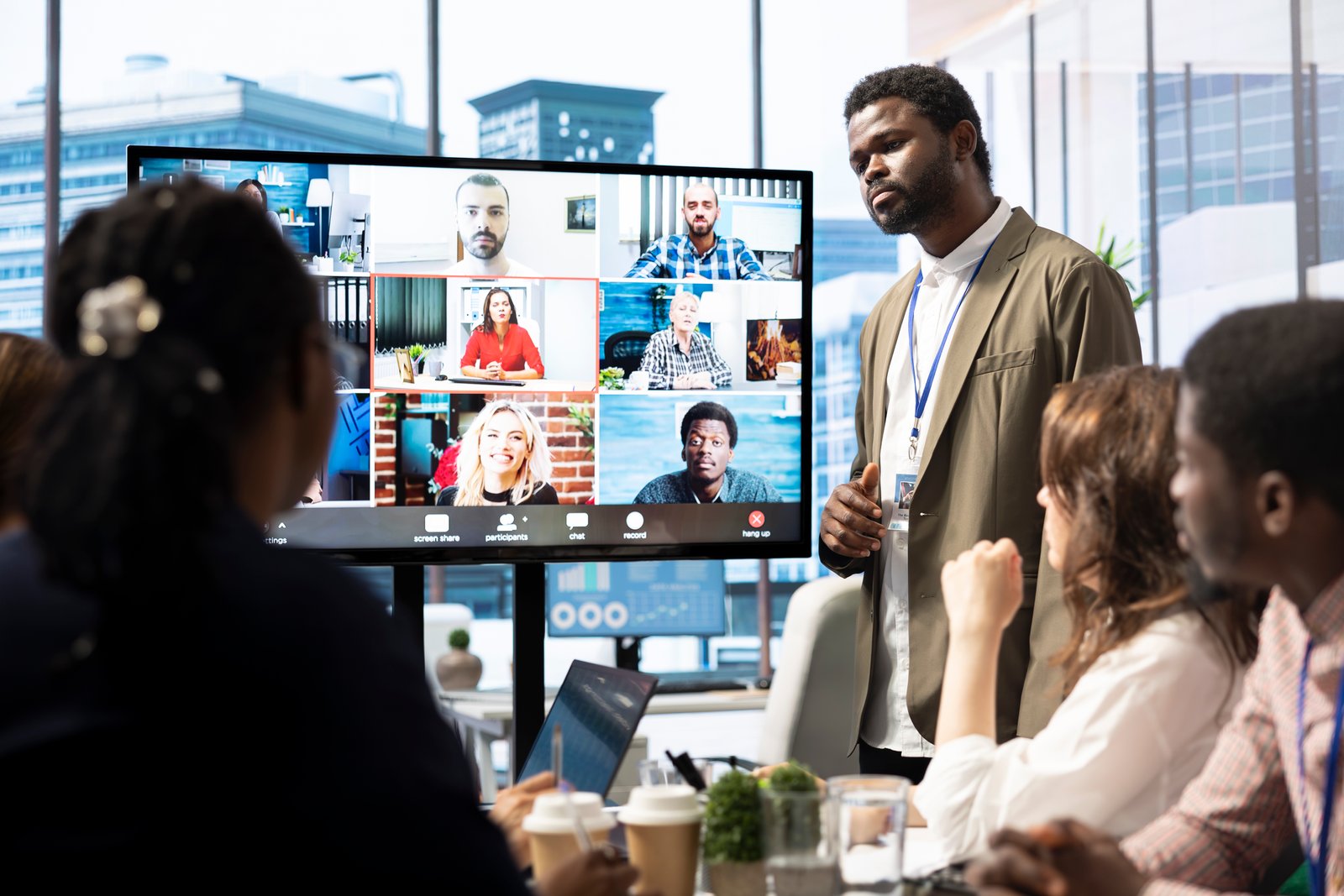 Marketing Team Analyzing Big Data Insights Online Videoconference